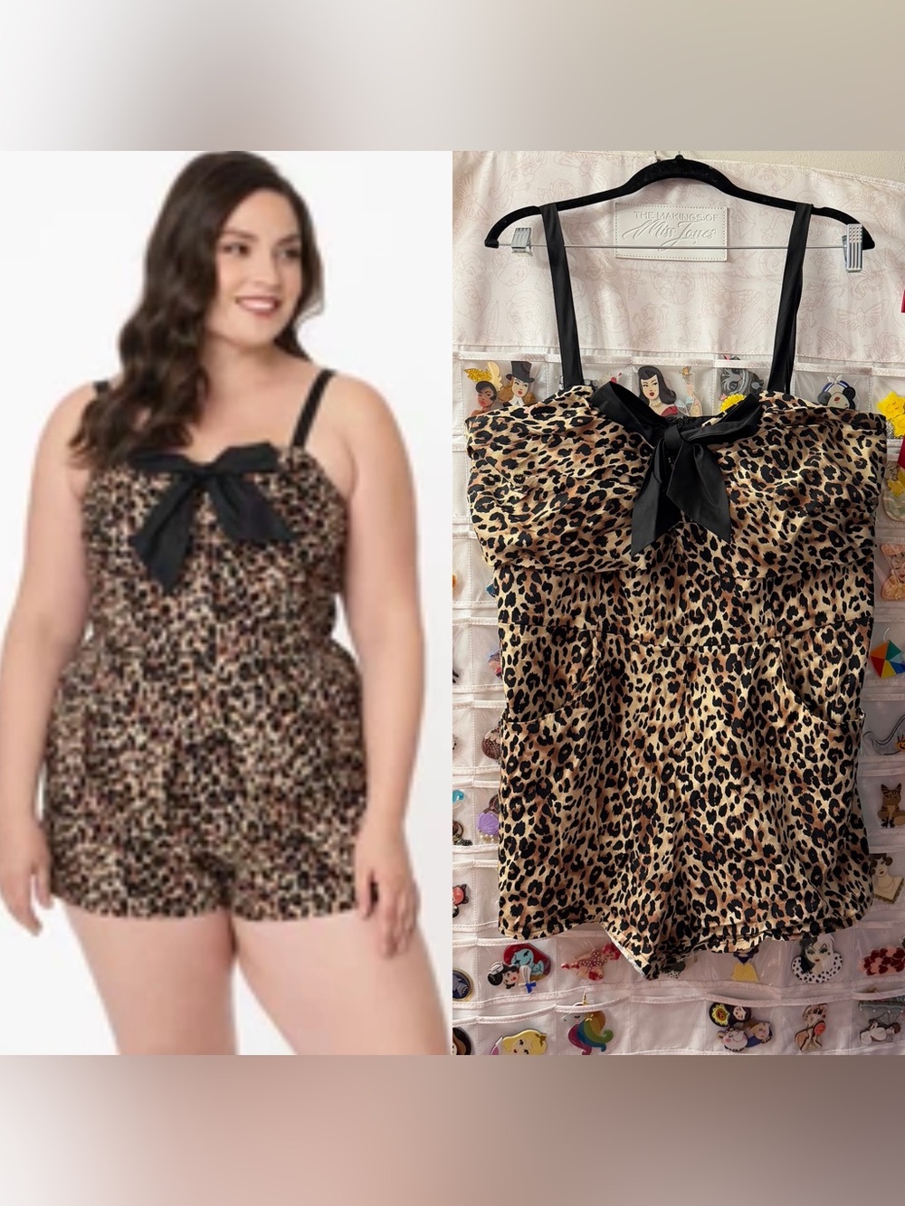 💕2/$44💕Unique Vintage Plus Size Leopard Print Rae Romper Sz 3X